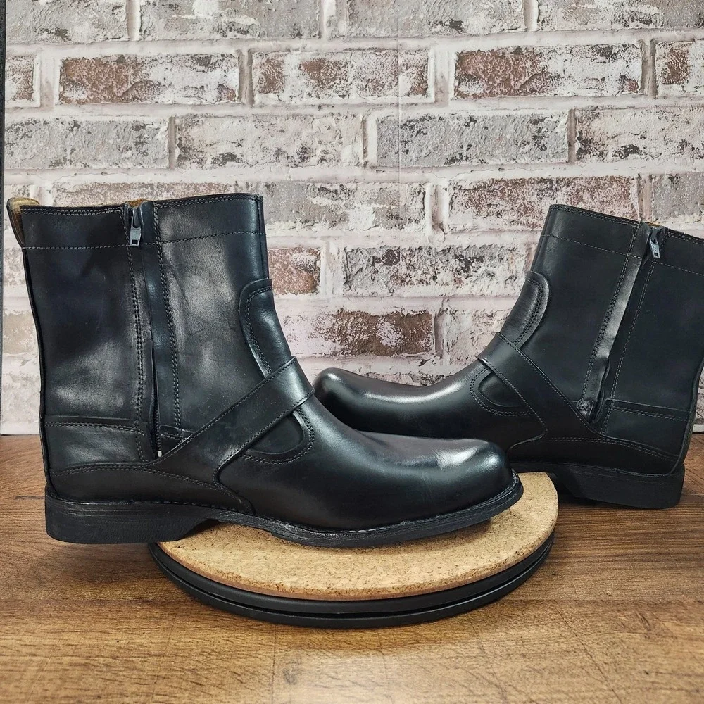 TIMBERLAND BLACK LEATHER ZIP BOOTS MENS 10